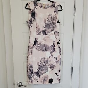 Calvin Klein White Sheath Midi Dress Sleeveless Crew Neck